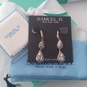Samuel B Benham Sterling Silver 925 Pear Shaped Drop Earrings